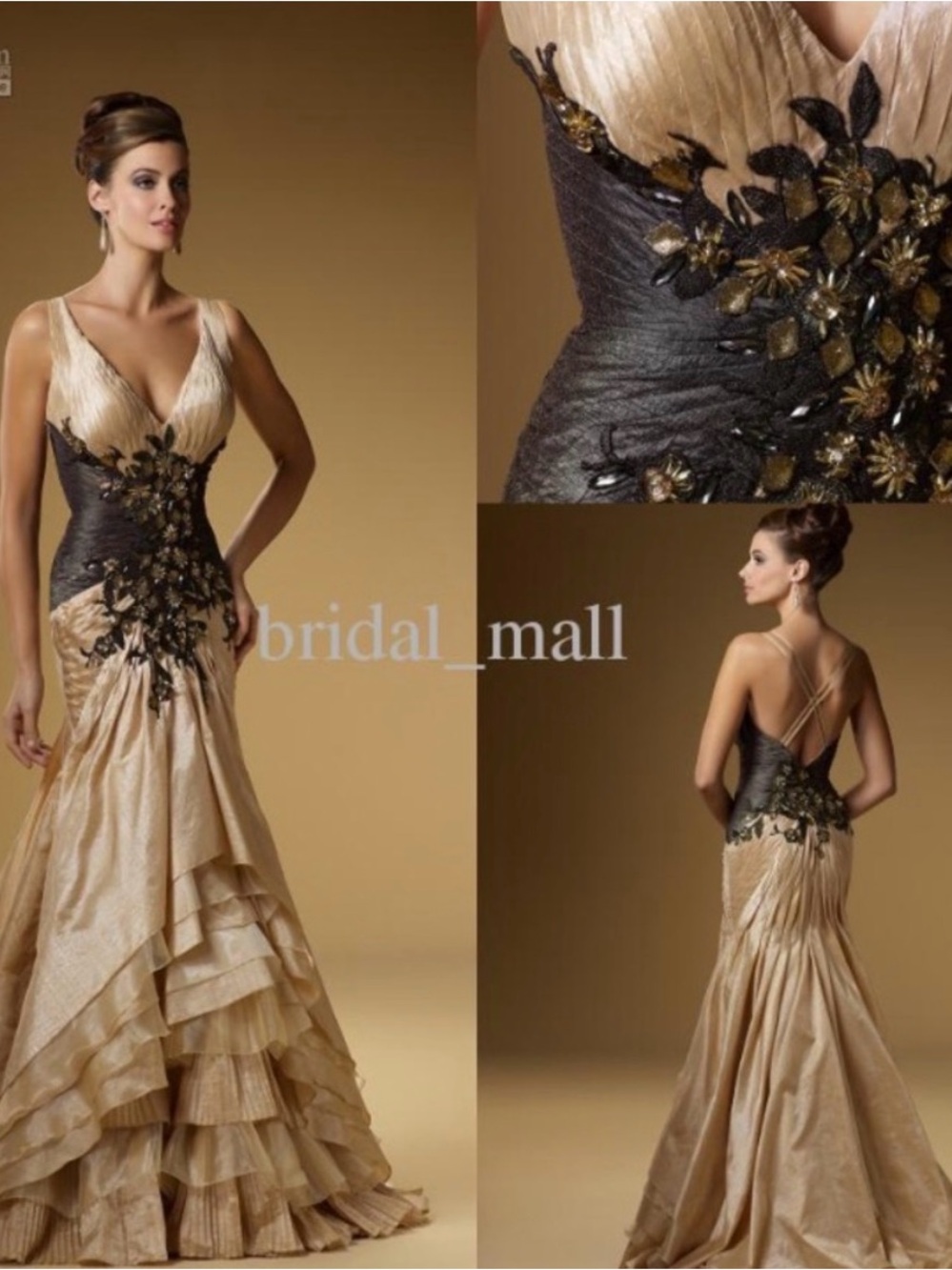 Champagne olive gown | wedding guest dress or mother of bride/groom dress